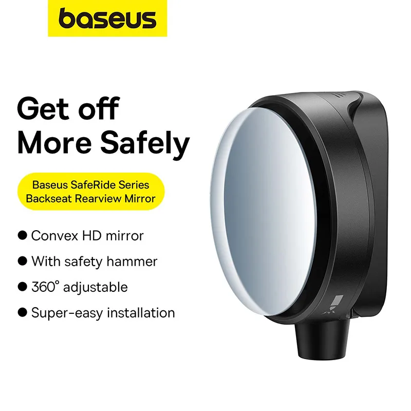 BASEUS Blind Spot Mirror For Car Backseat Rearview Mirror  With Safety Hammer Wide Viewing Angle -C11537200111-00